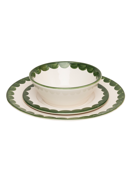 Late Afternoon Green Scallop Bowl and Plate Set