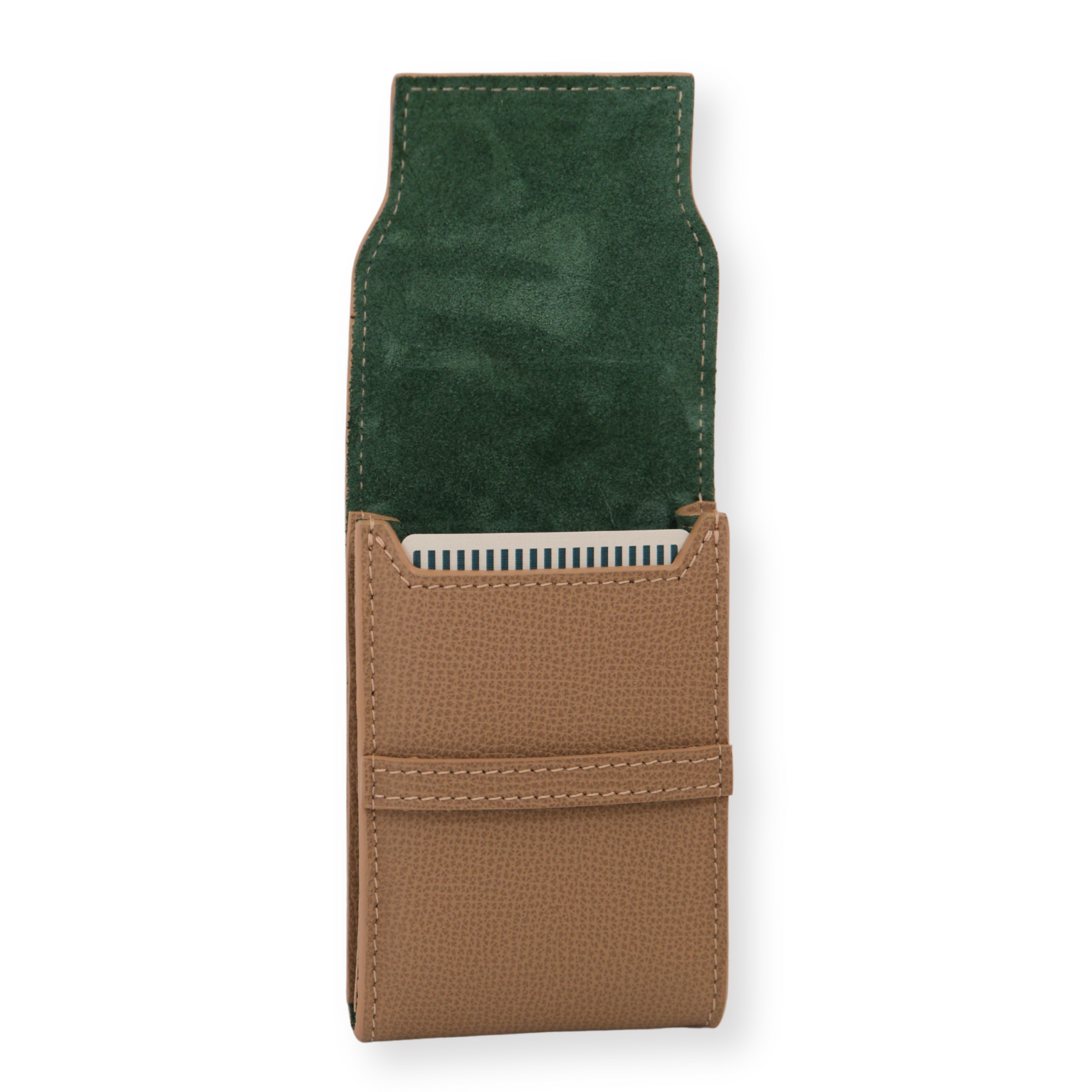 Green and brown leather playing card set and case
