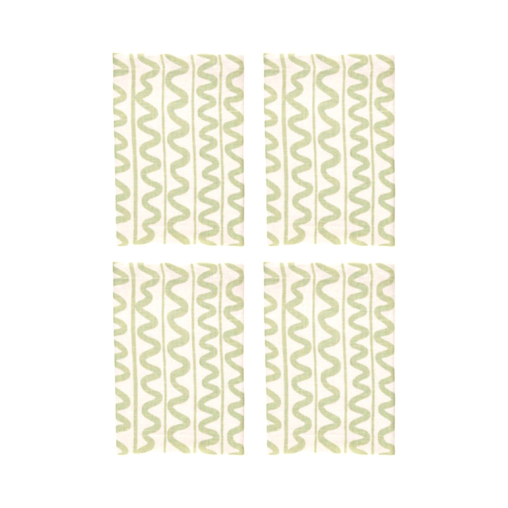 Green Wiggle Linen Napkins Marla primrose 