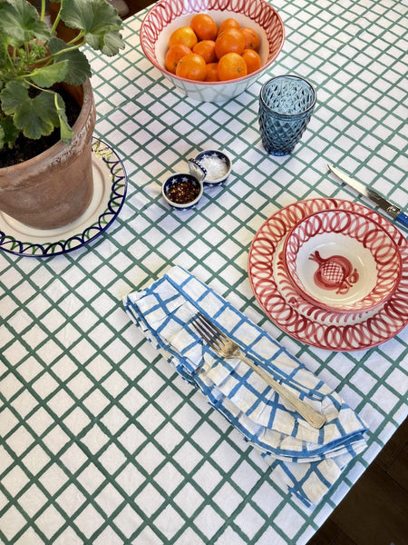Green Ruffle Check Tablecloth