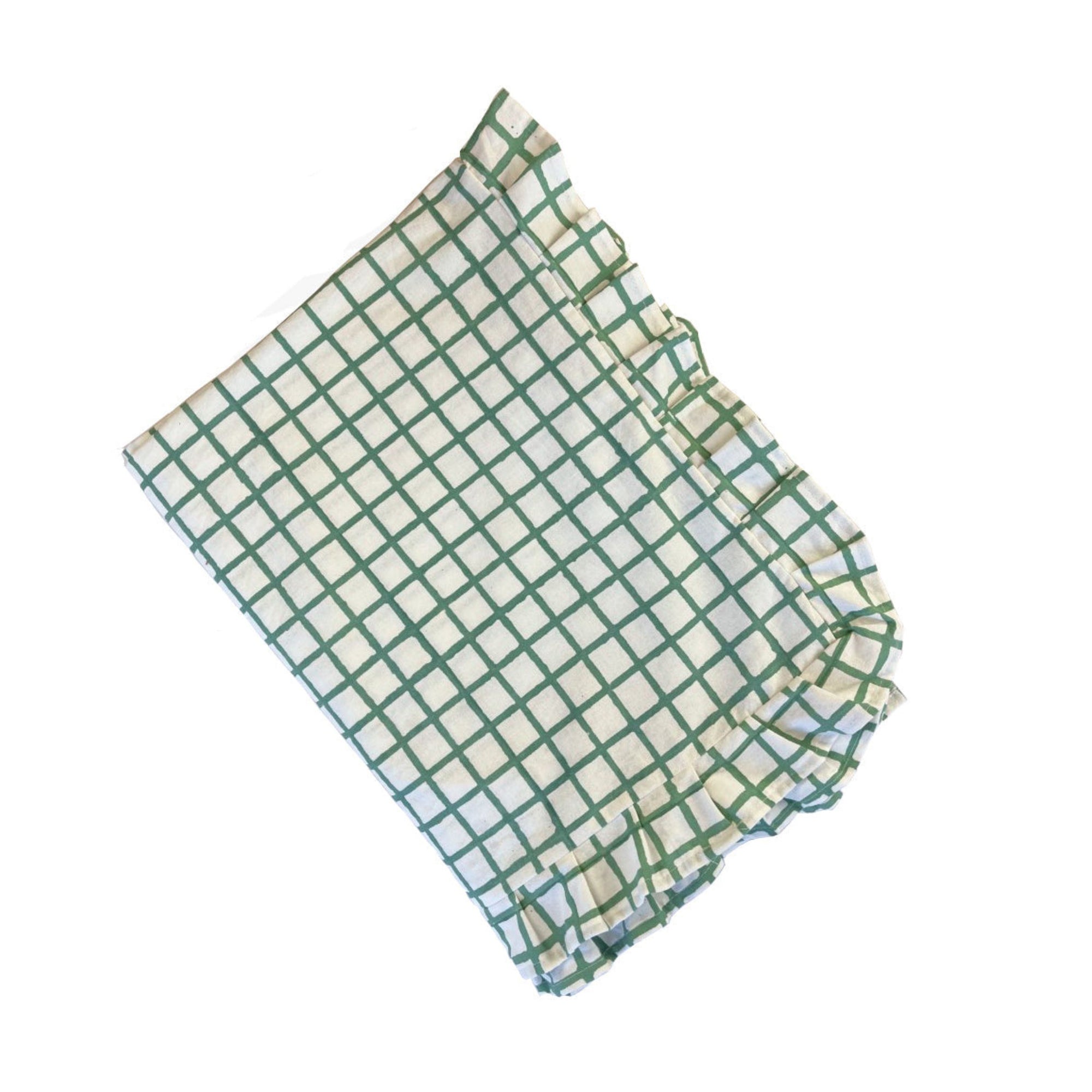 Green Ruffle Check Tablecloth
