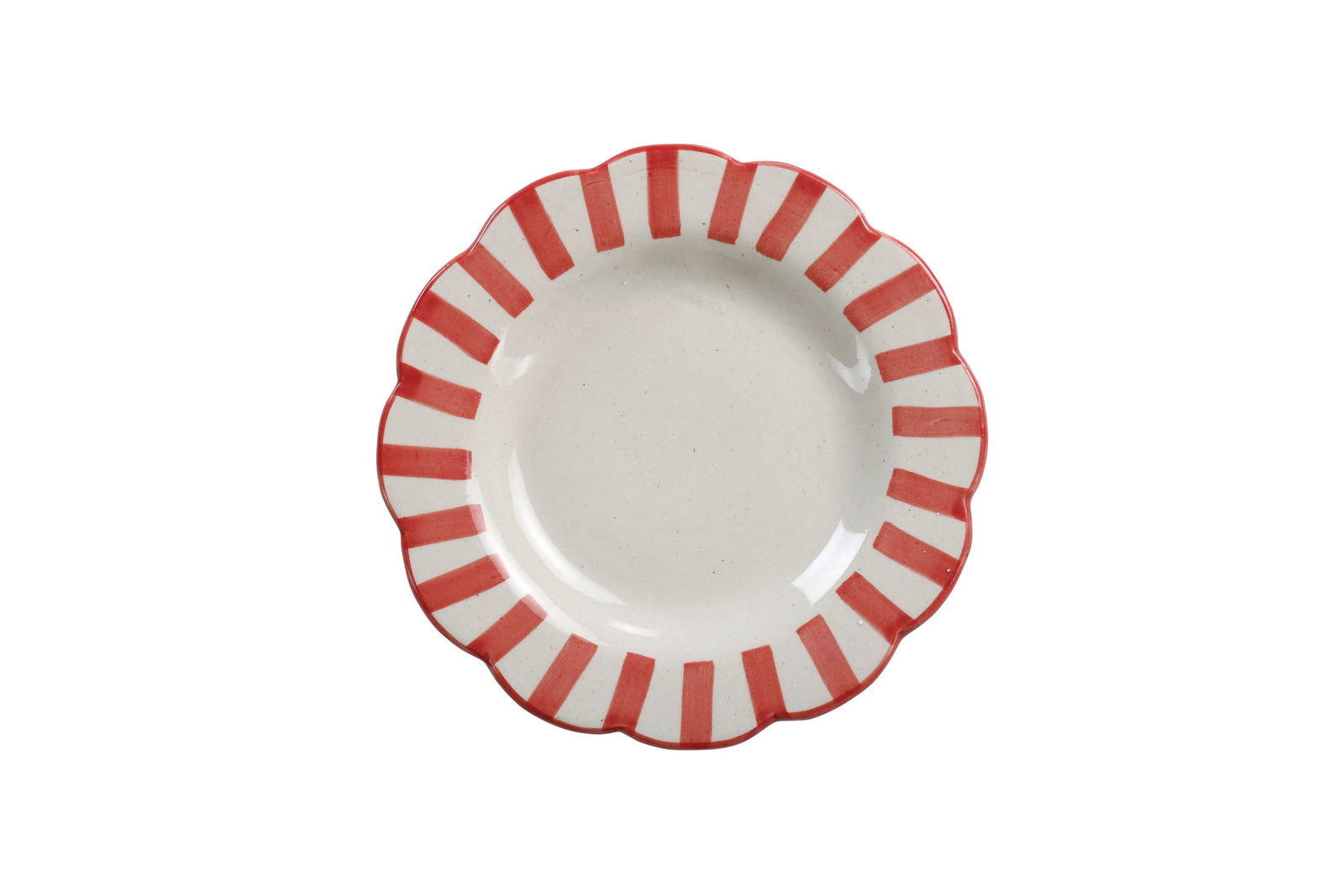 Ceramic Stripe Salad Plate Red