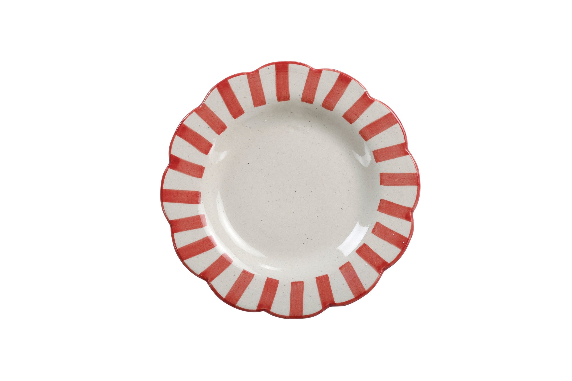 Ceramic Stripe Salad Plate Red