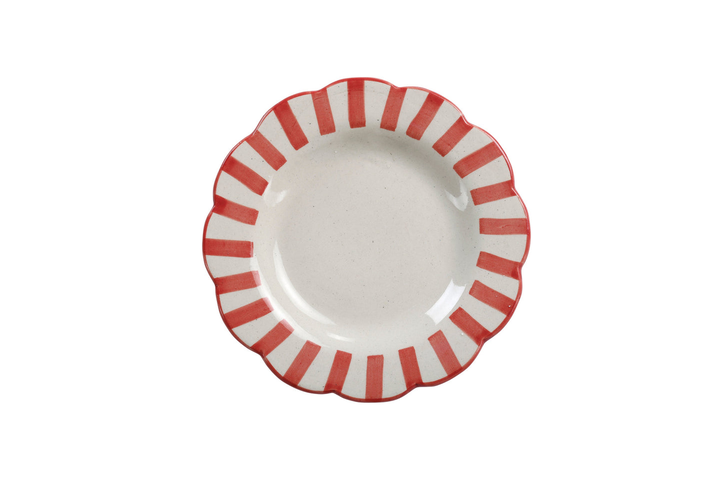 Ceramic Stripe Salad Plate Red