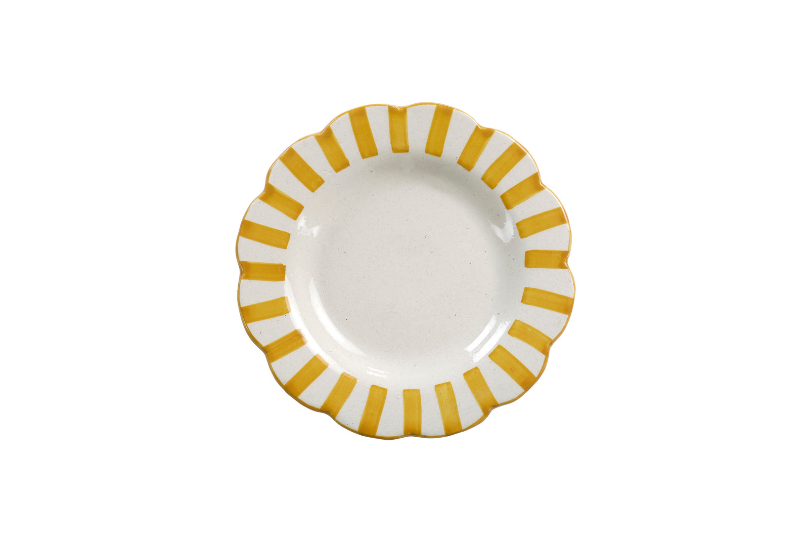 Ceramic Stripe Salad Plate Yellow