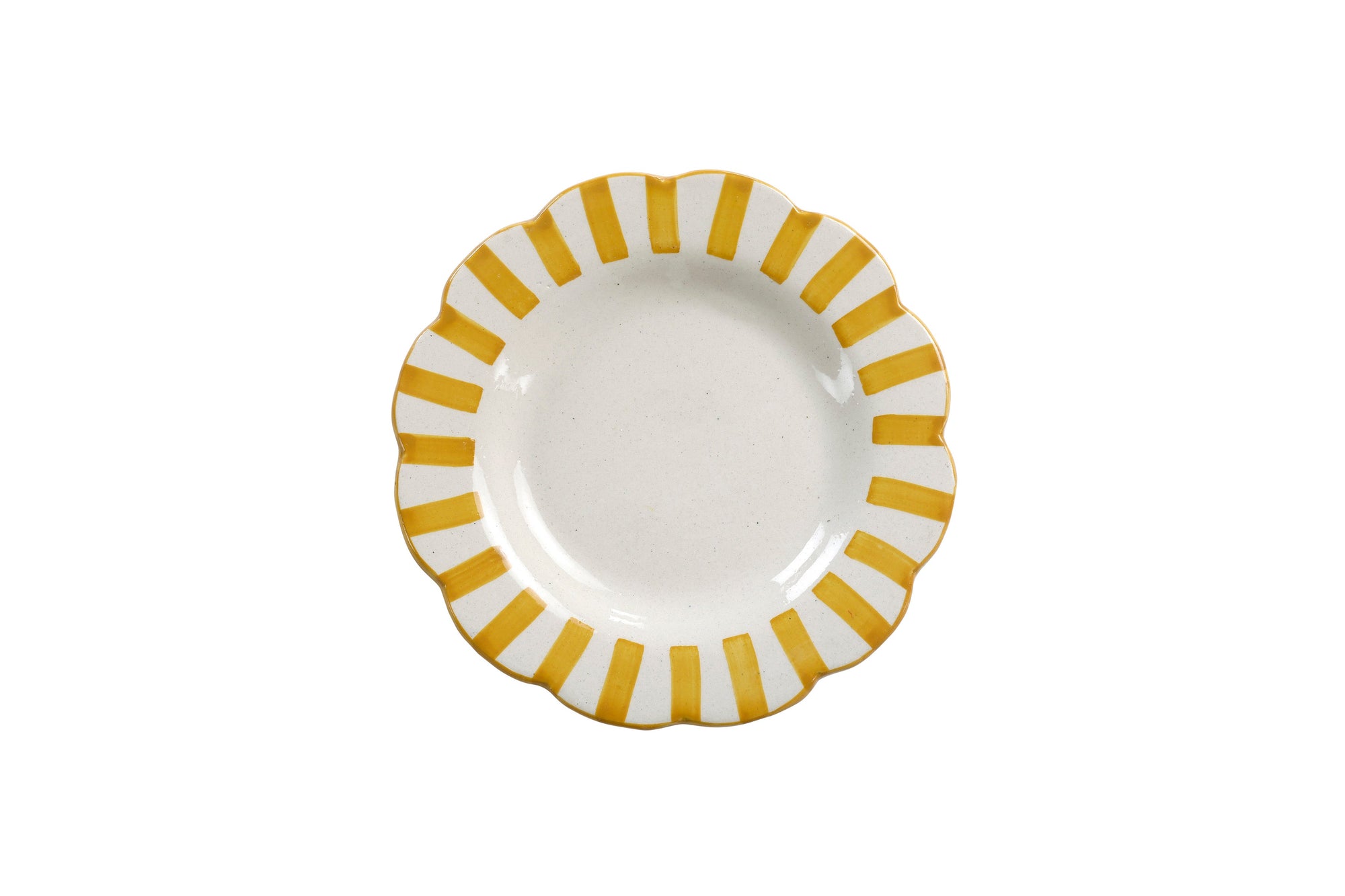 Ceramic Stripe Salad Plate Yellow