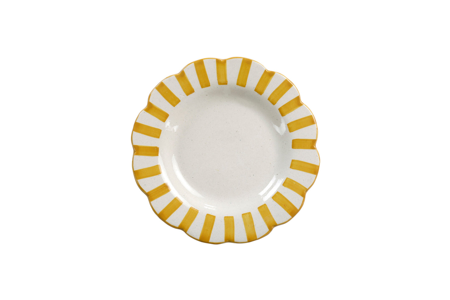 Ceramic Stripe Salad Plate Yellow