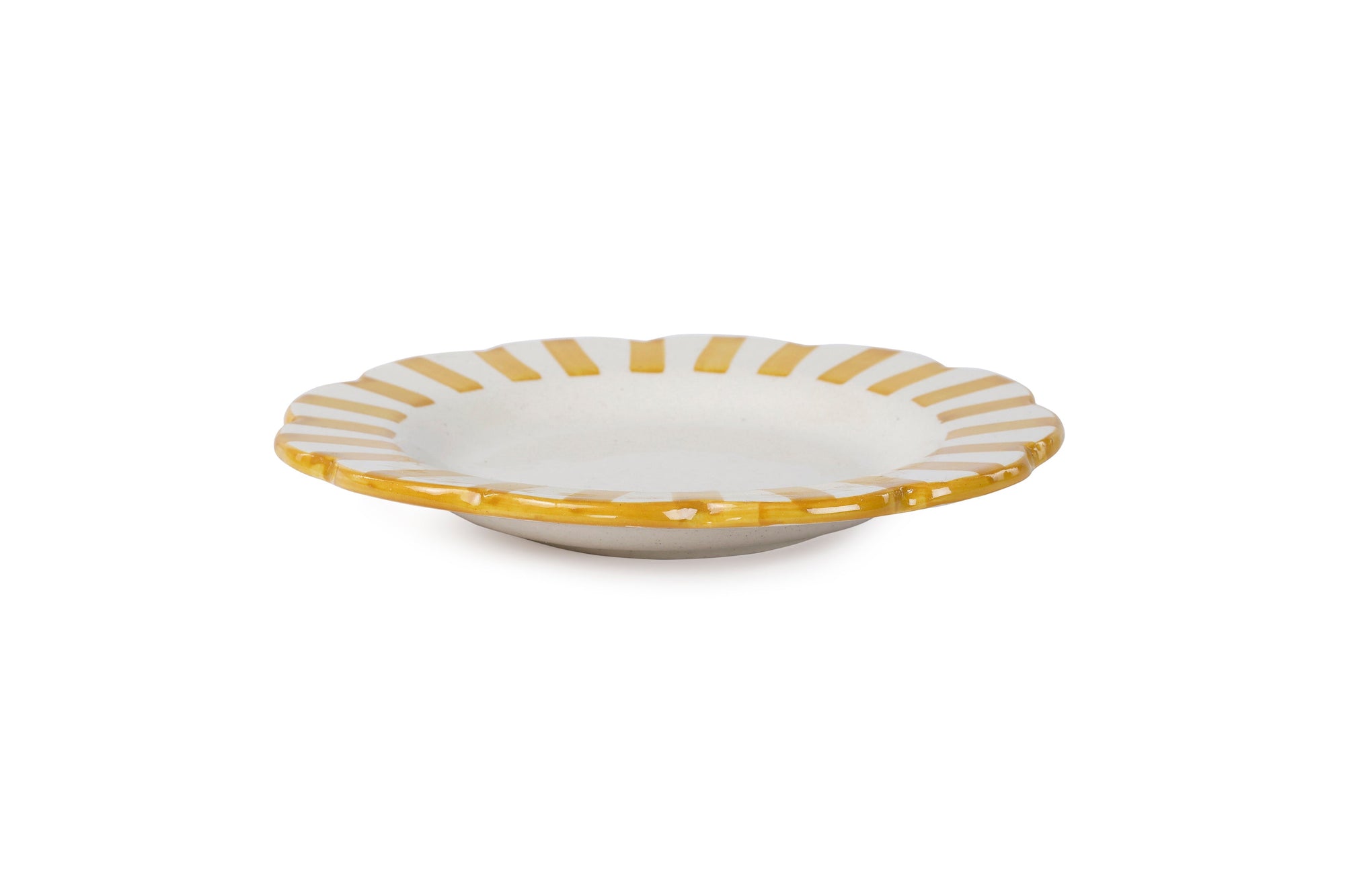 Ceramic Stripe Salad Plate Yellow