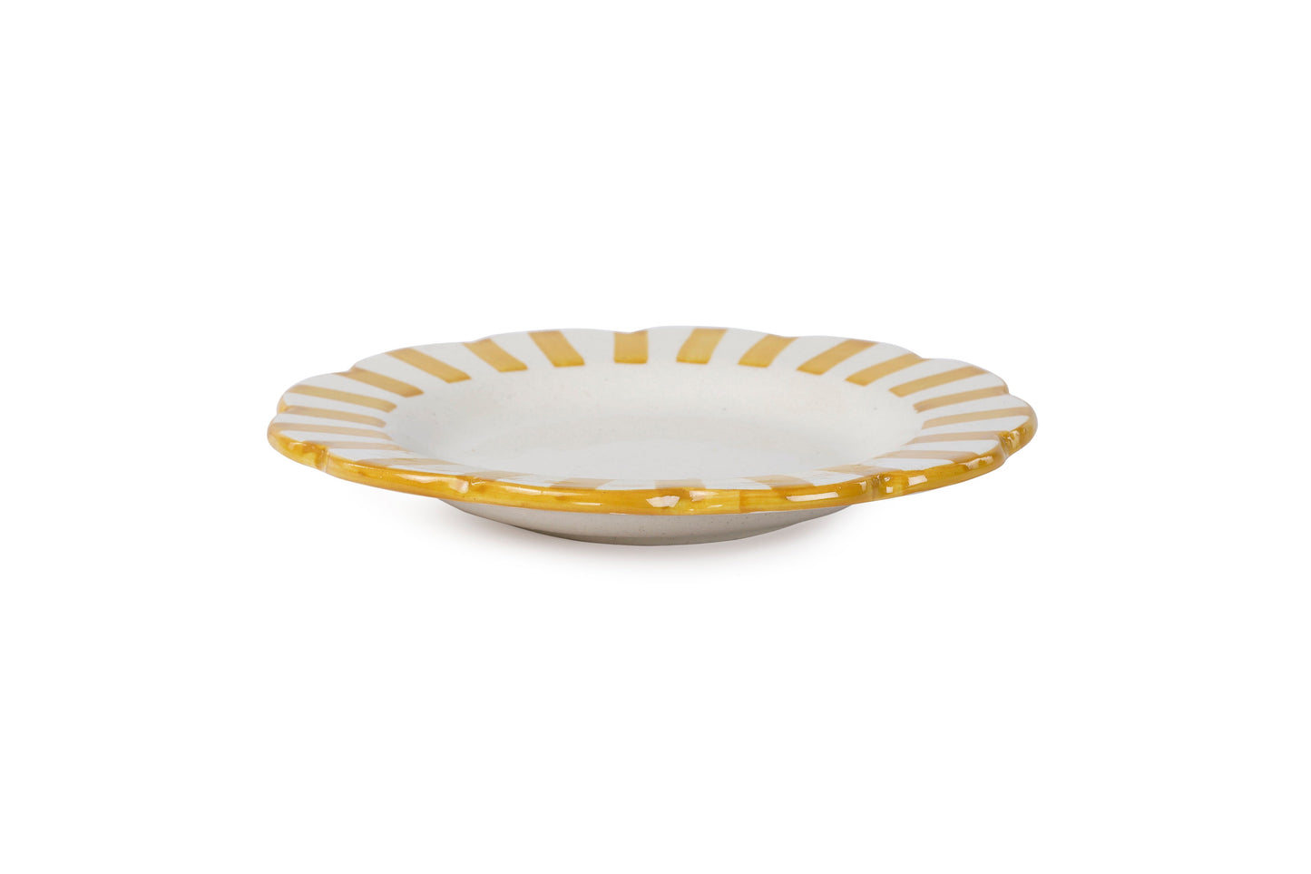 Ceramic Stripe Salad Plate Yellow