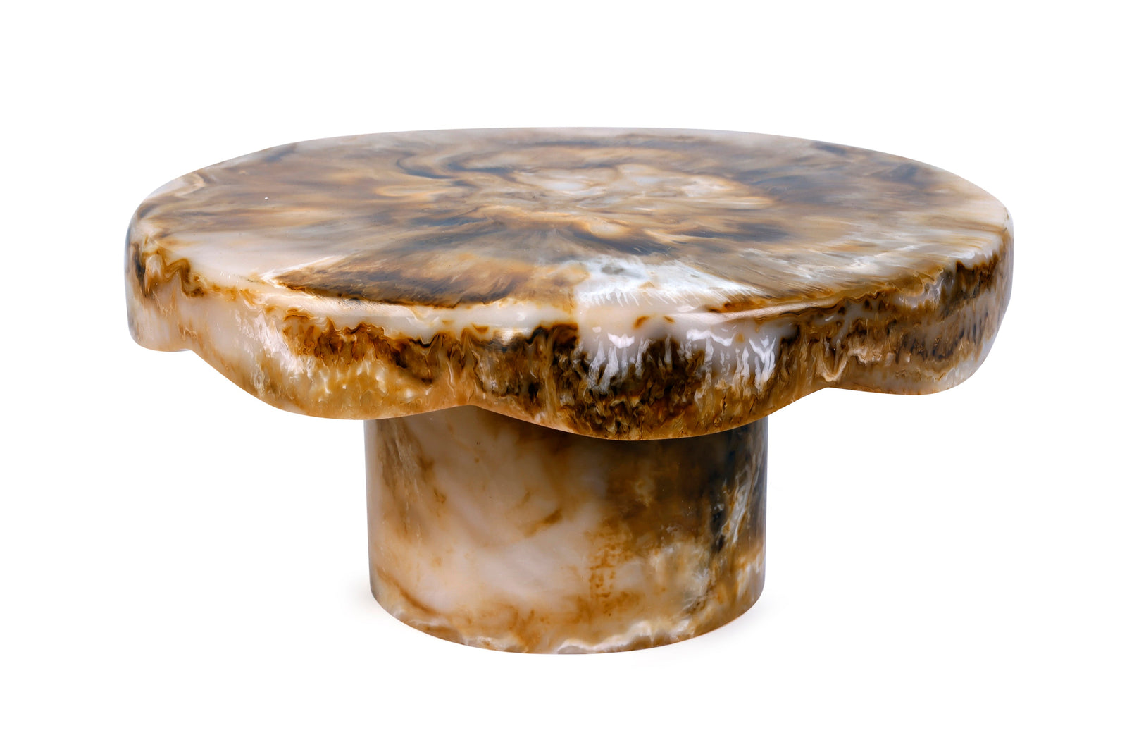 Scallop Resin Cake Stand, Brown  - 9.5x4.5 Inches