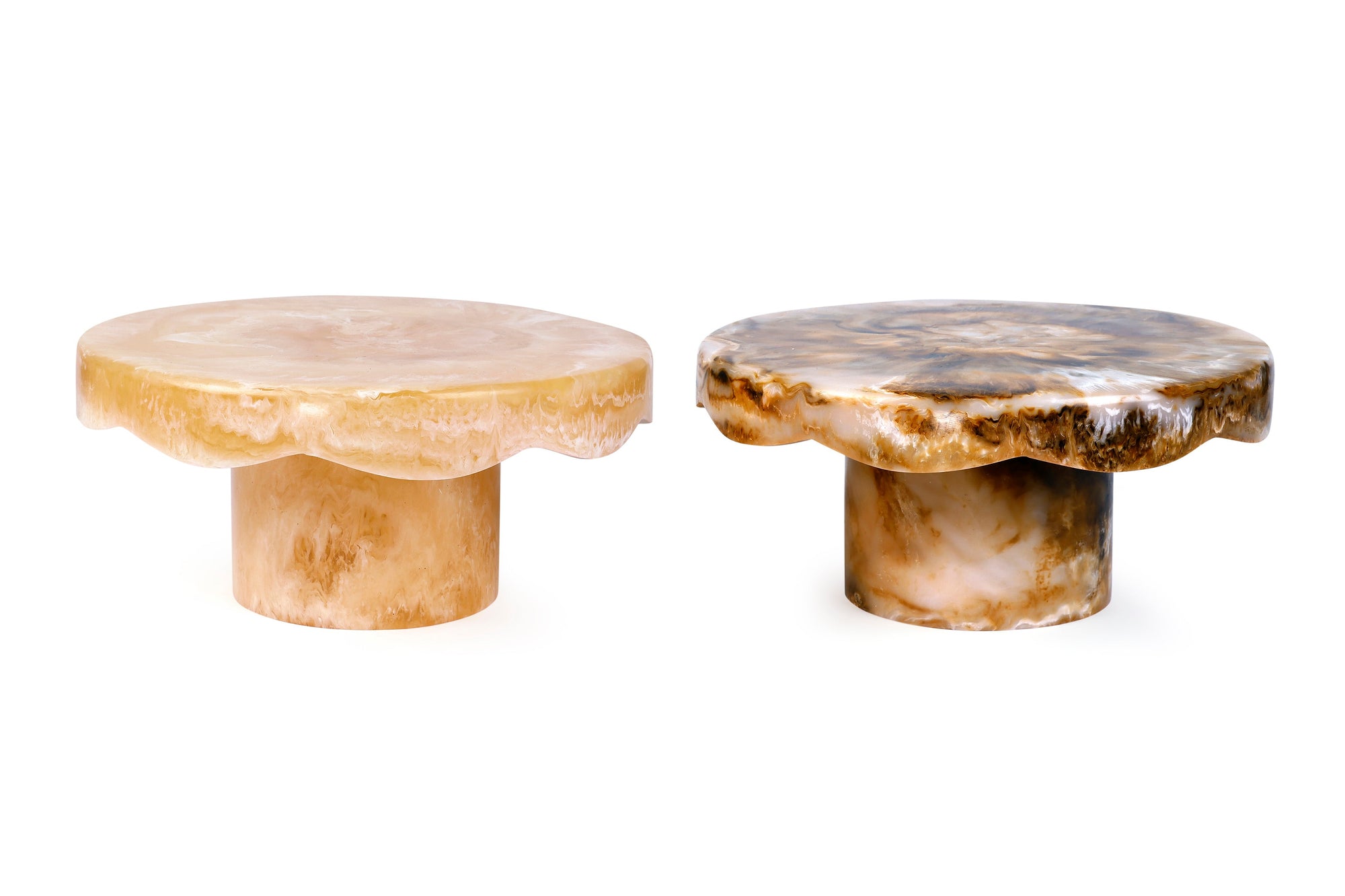 Scallop Resin Cake Stand, Brown  - 9.5x4.5 Inches