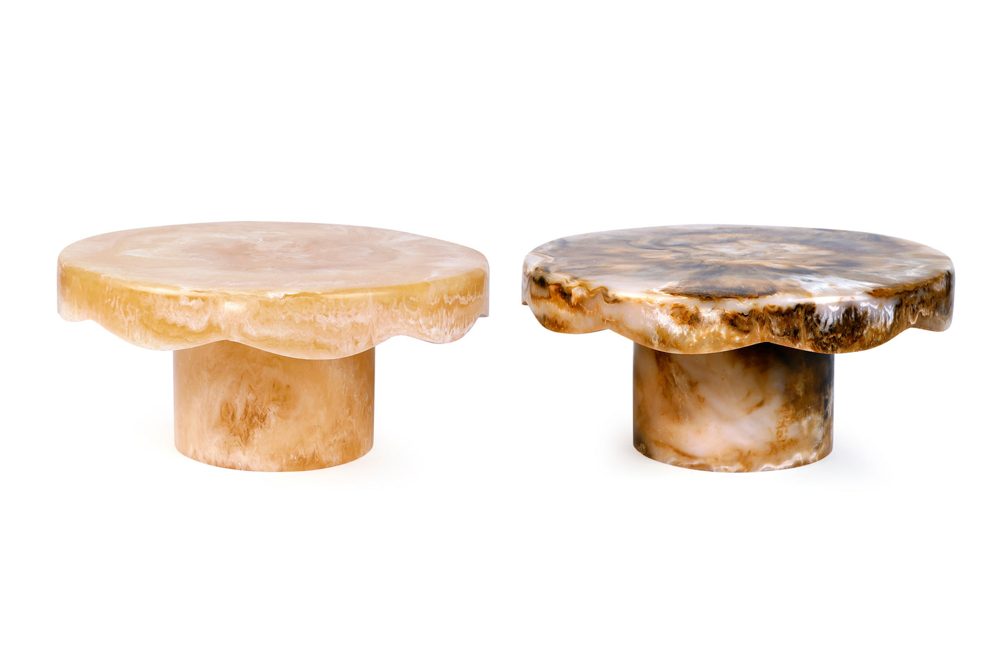 Scallop Resin Cake Stand, Brown  - 9.5x4.5 Inches