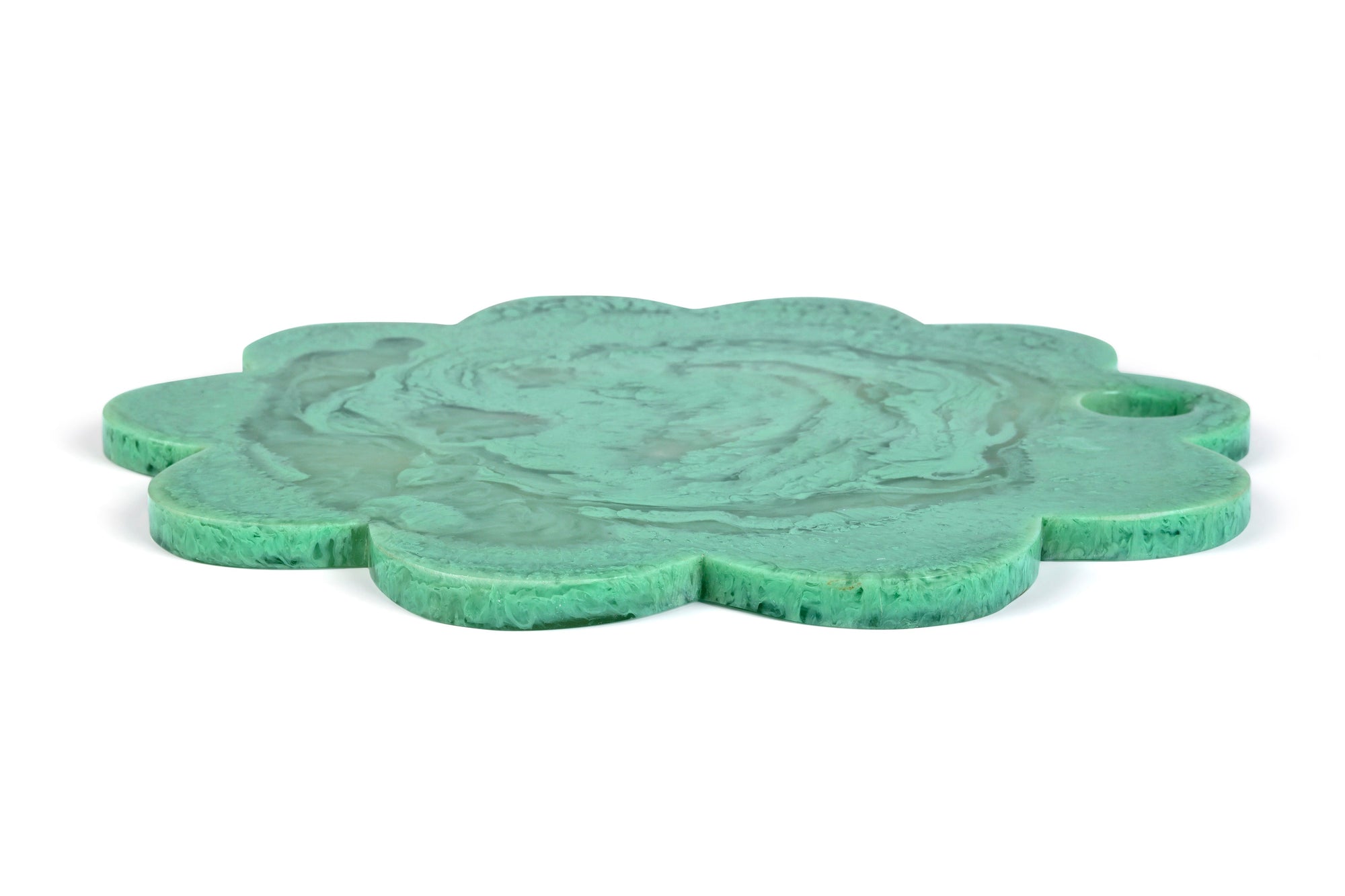 Scallop Resin Cheese Charcuterie Board, Green - 12 Inches