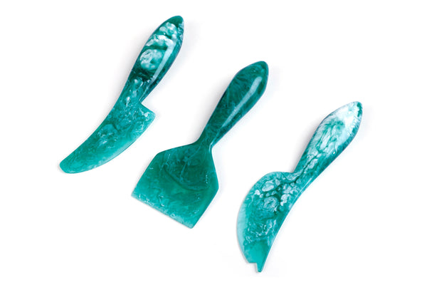 Resin Cheese Knife Set, Green 6 Inches Set of 3 - Casa Amarosa