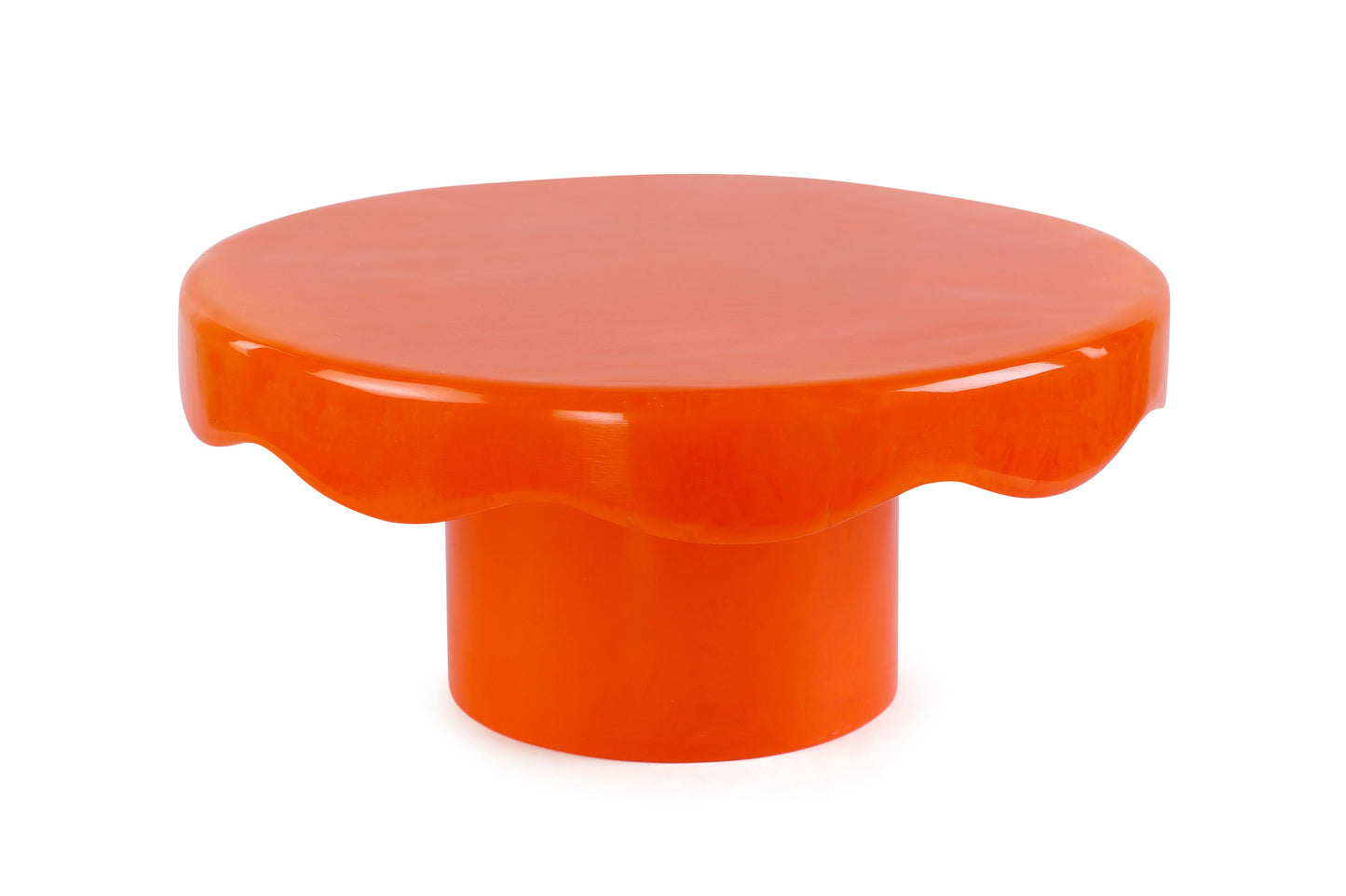 Scallop Resin Cake Stand, Orange - 9.5x4.5 Inches