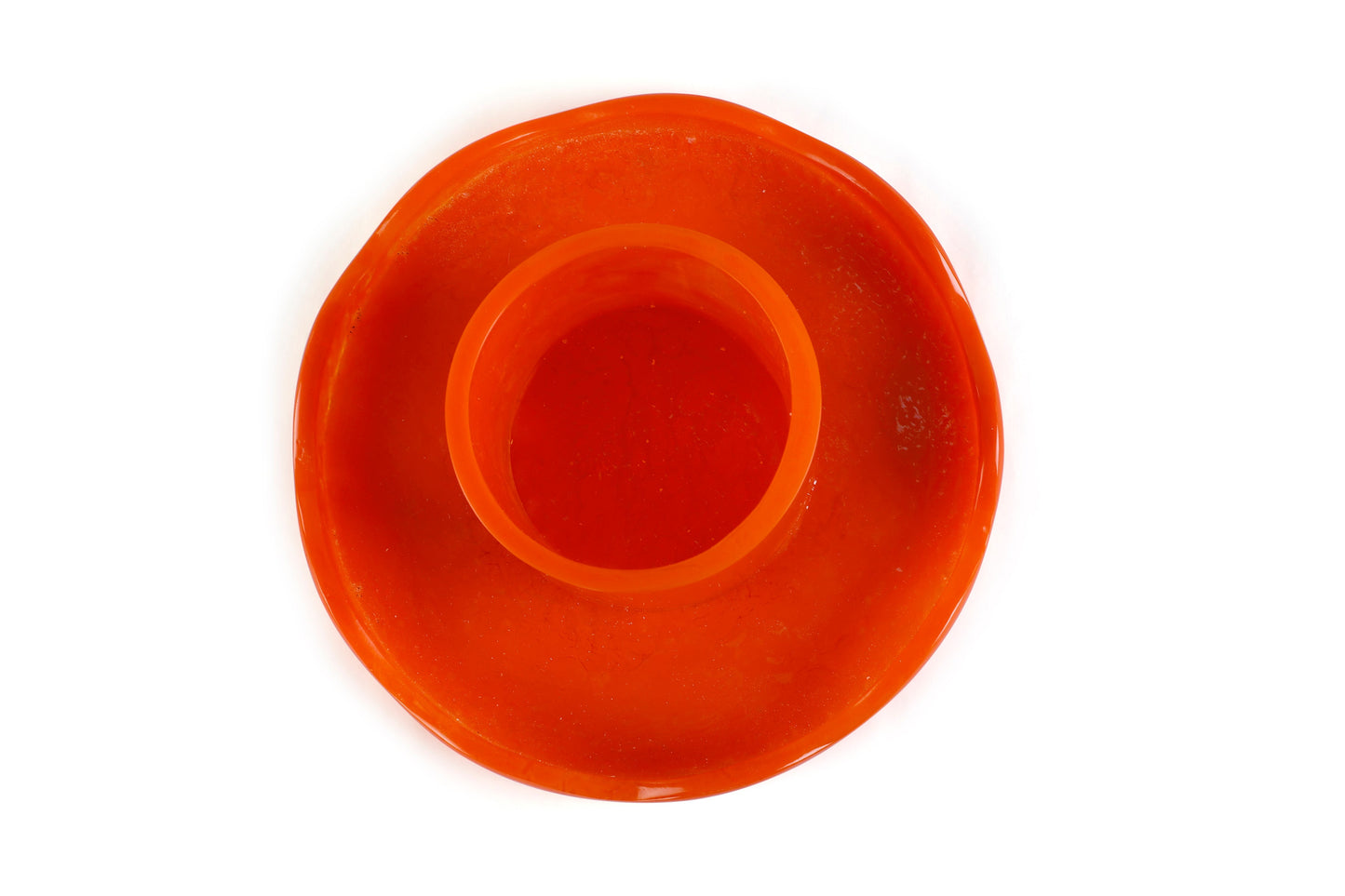 Scallop Resin Cake Stand, Orange - 9.5x4.5 Inches
