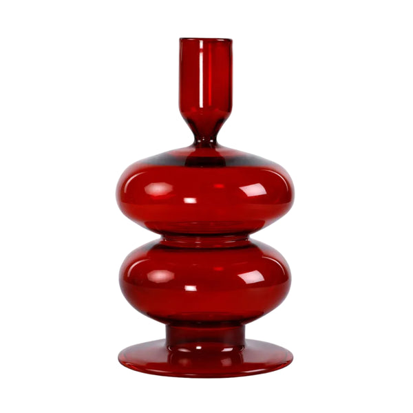 Retro Wavy Glass Candle Holder, 7x3.5 Inches Set of 4 - Casa Amarosa
