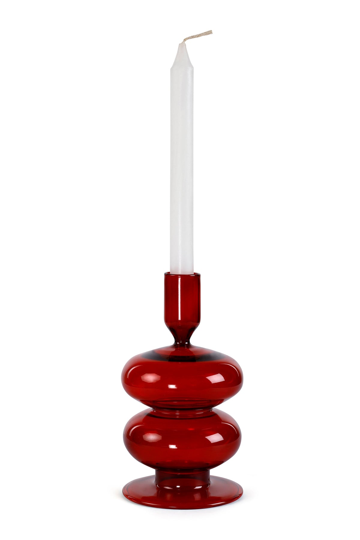 Retro Wavy Glass Candle Holder, 7x3.5 Inches Set of 4 - Casa Amarosa