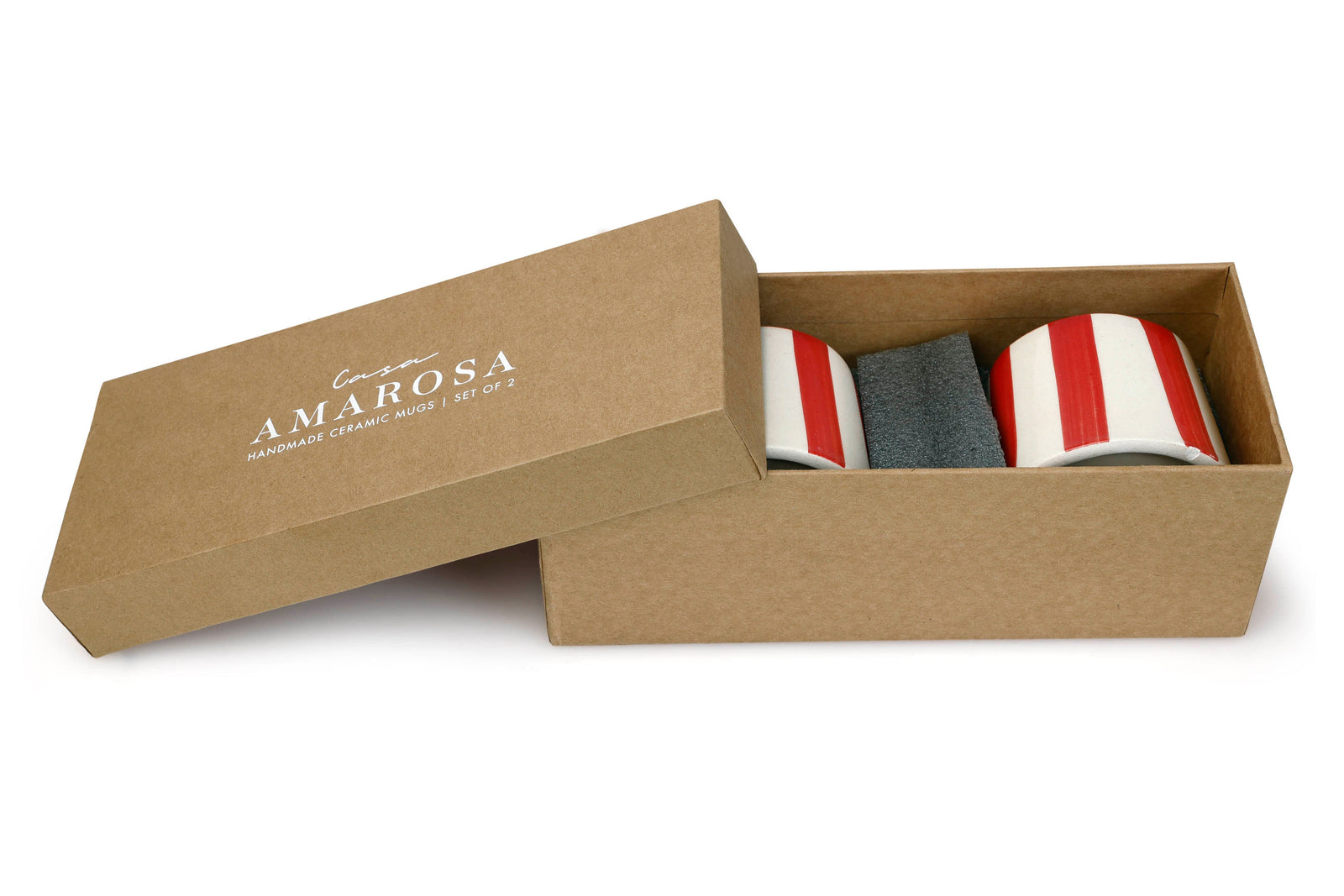Ceramic Red Stripe Coffee Cup - 220ml (SET OF 4)