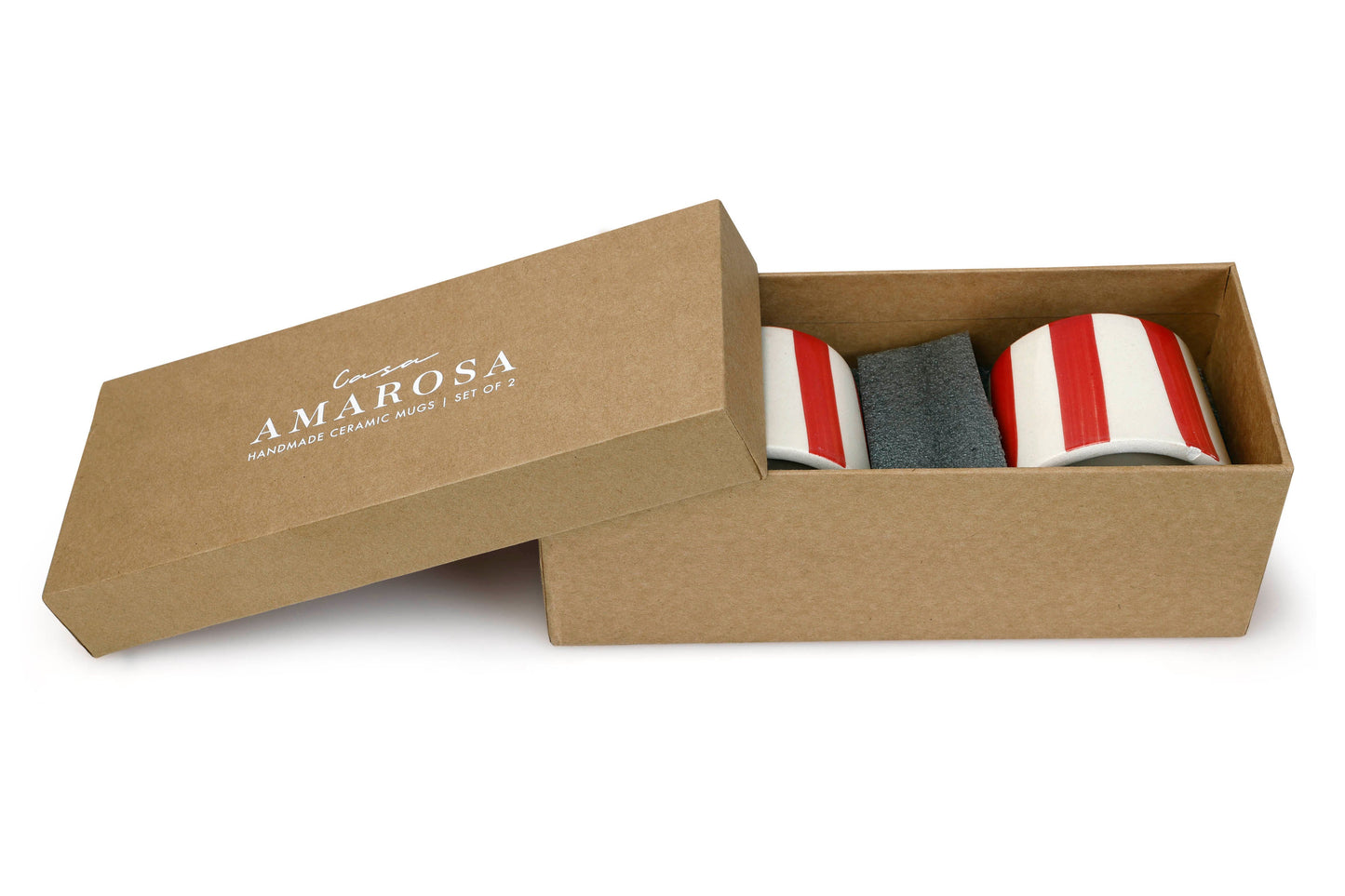 Ceramic Red Stripe Coffee Cup - 220ml (SET OF 4)