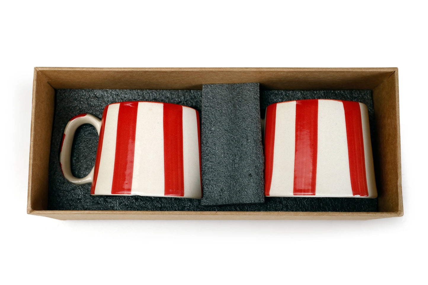 Ceramic Red Stripe Coffee Cup - 220ml (SET OF 4)