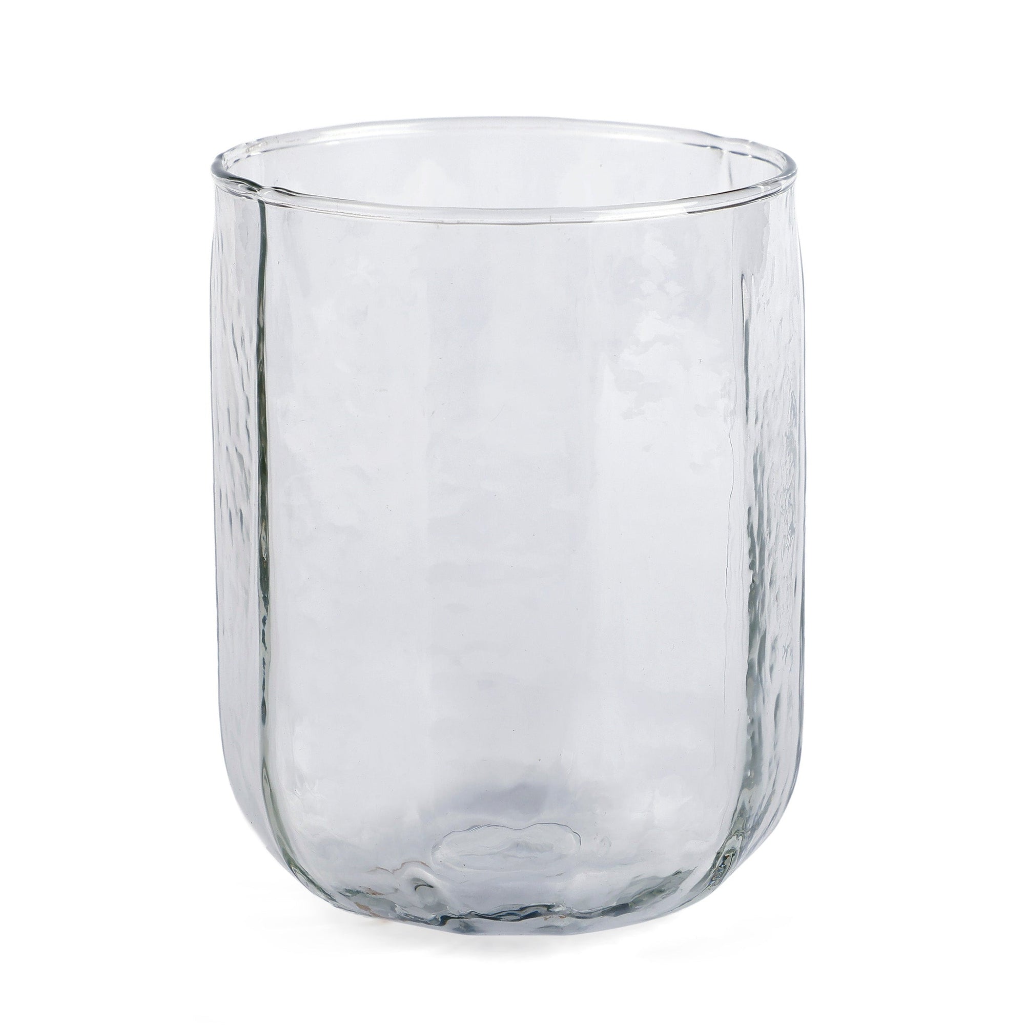 Hammered Water Glass , Natural - 4 X 3 Inches