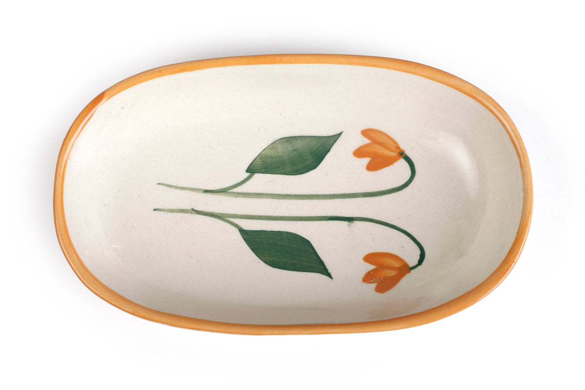 Handmade Ceramic Serving Bowl Amber 1.5x8x4 Inches Set of 4 - Casa Amarosa