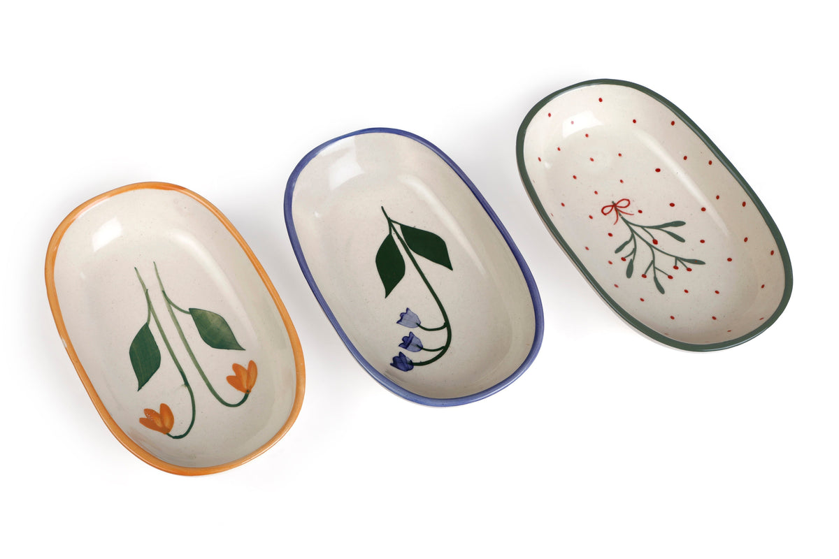 Handmade Ceramic Serving Bowl Amber 1.5x8x4 Inches Set of 4 - Casa Amarosa