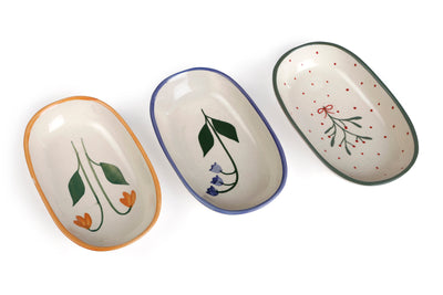 Handmade Ceramic Serving Bowl Mist 1.5x8x4 Inches Set of 4 - Casa Amarosa