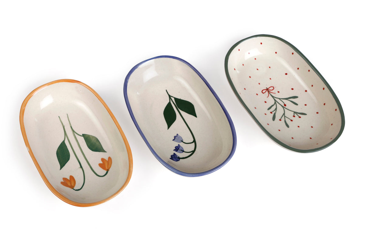 Handmade Ceramic Serving Bowl Blue Bell 1.5x8x4 Inches Set of 4 - Casa Amarosa