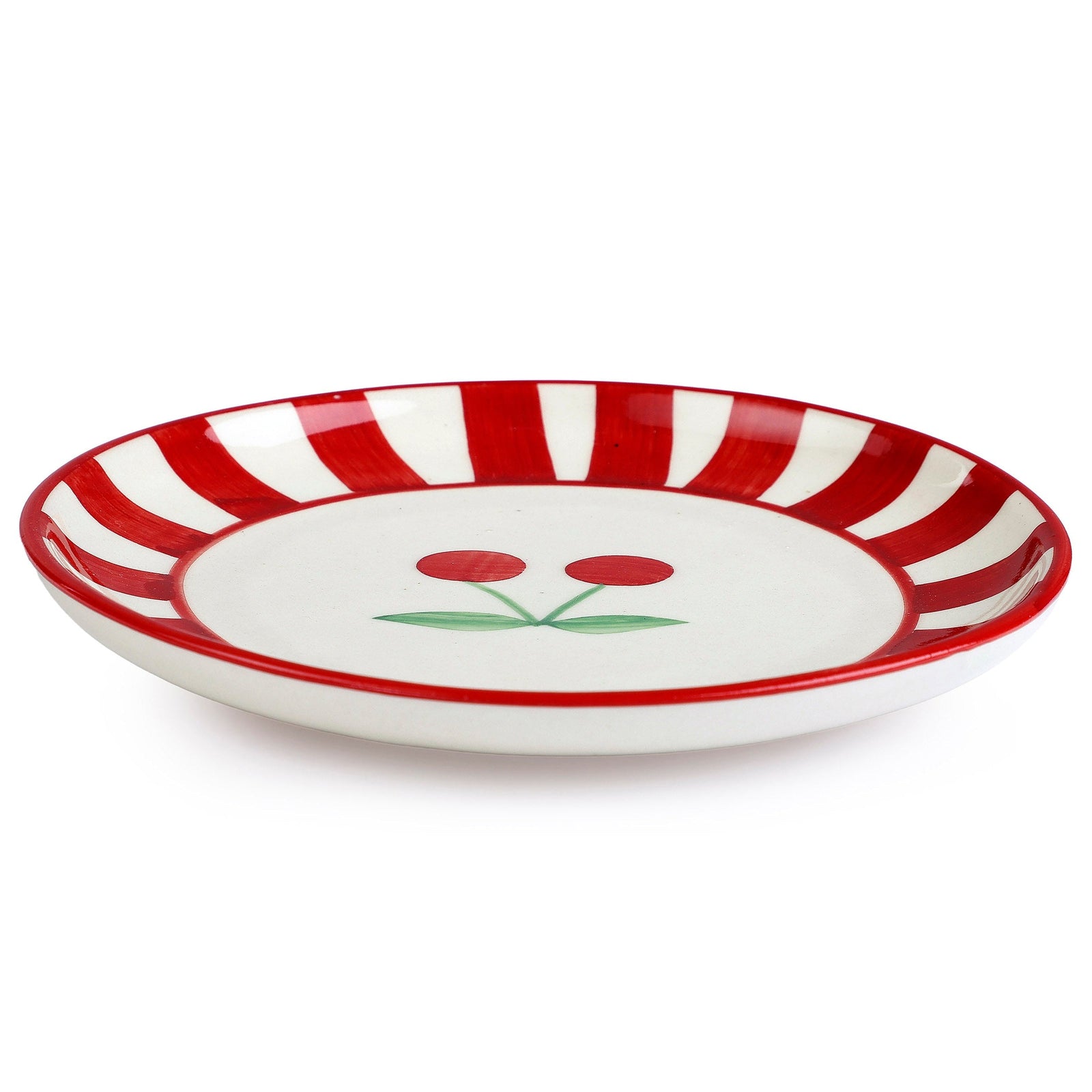 Ceramic Cherry Dessert Plate - Red