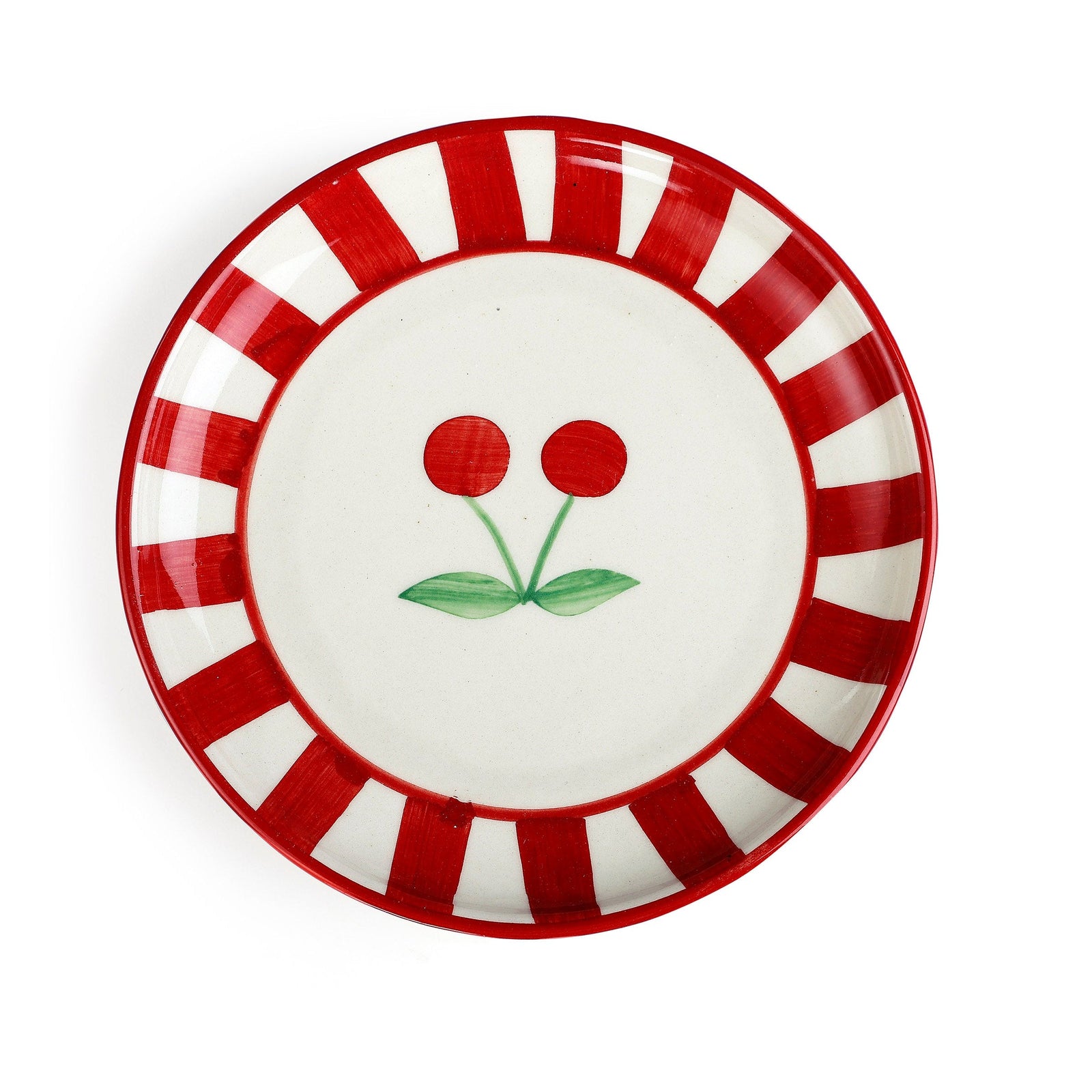 Ceramic Cherry Dessert Plate - Red