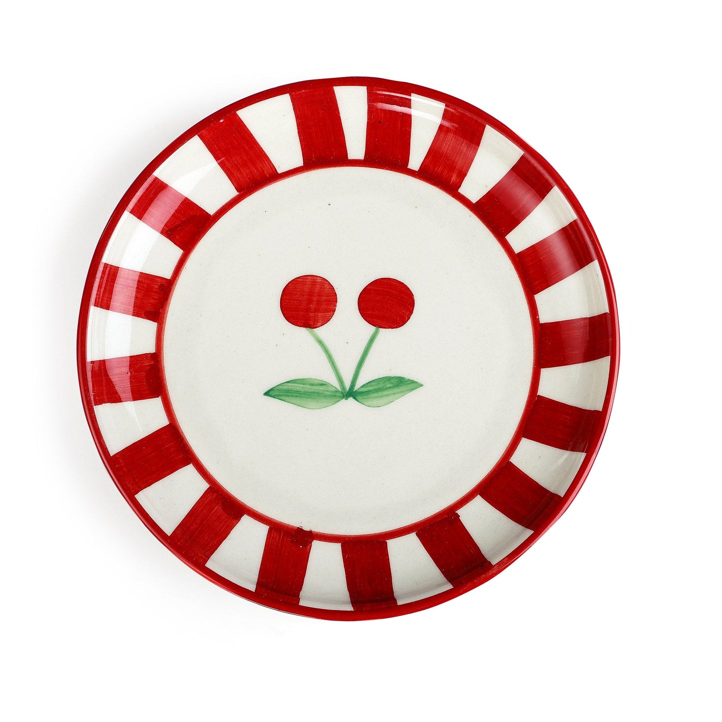 Ceramic Cherry Dessert Plate - Red