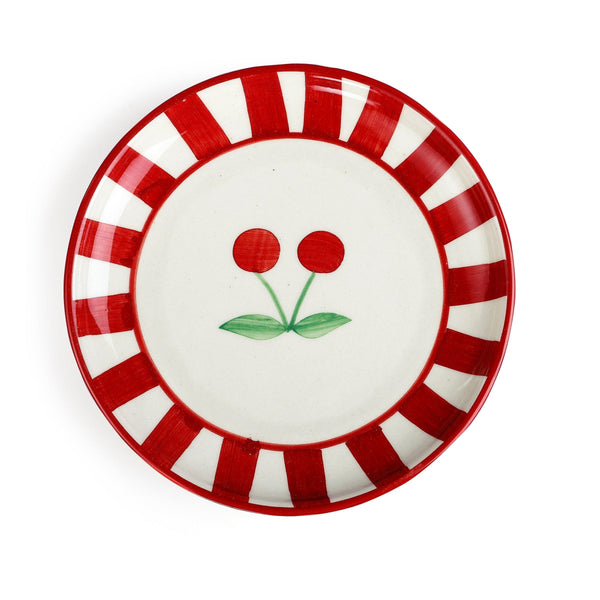 Ceramic Cherry Dessert Plate - Red