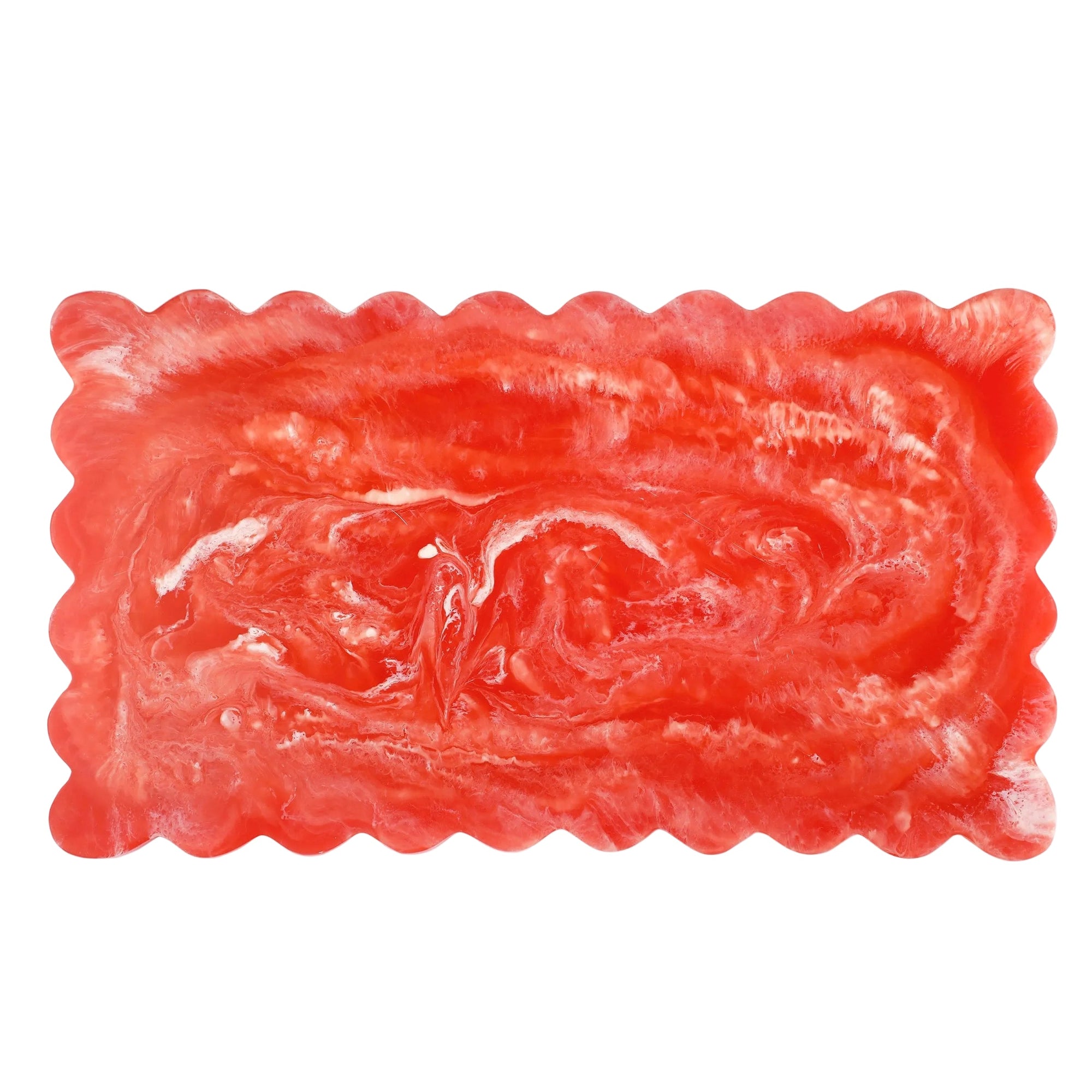 Scallop Rectangular Resin Cheese Board - Pink , 14 Inches