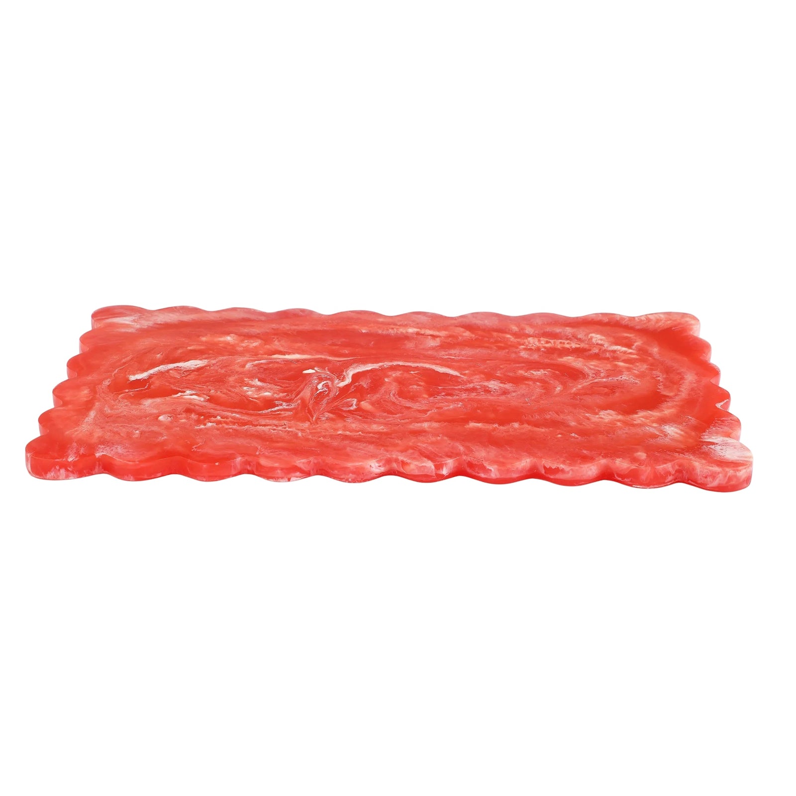 Scallop Rectangular Resin Cheese Board - Pink , 14 Inches