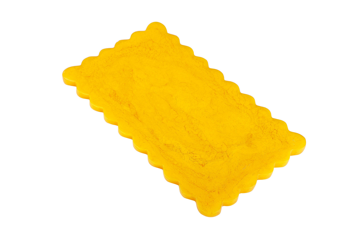 Scallop Rectangular Resin Cheese Board Mustard 14 Inches - Casa Amarosa