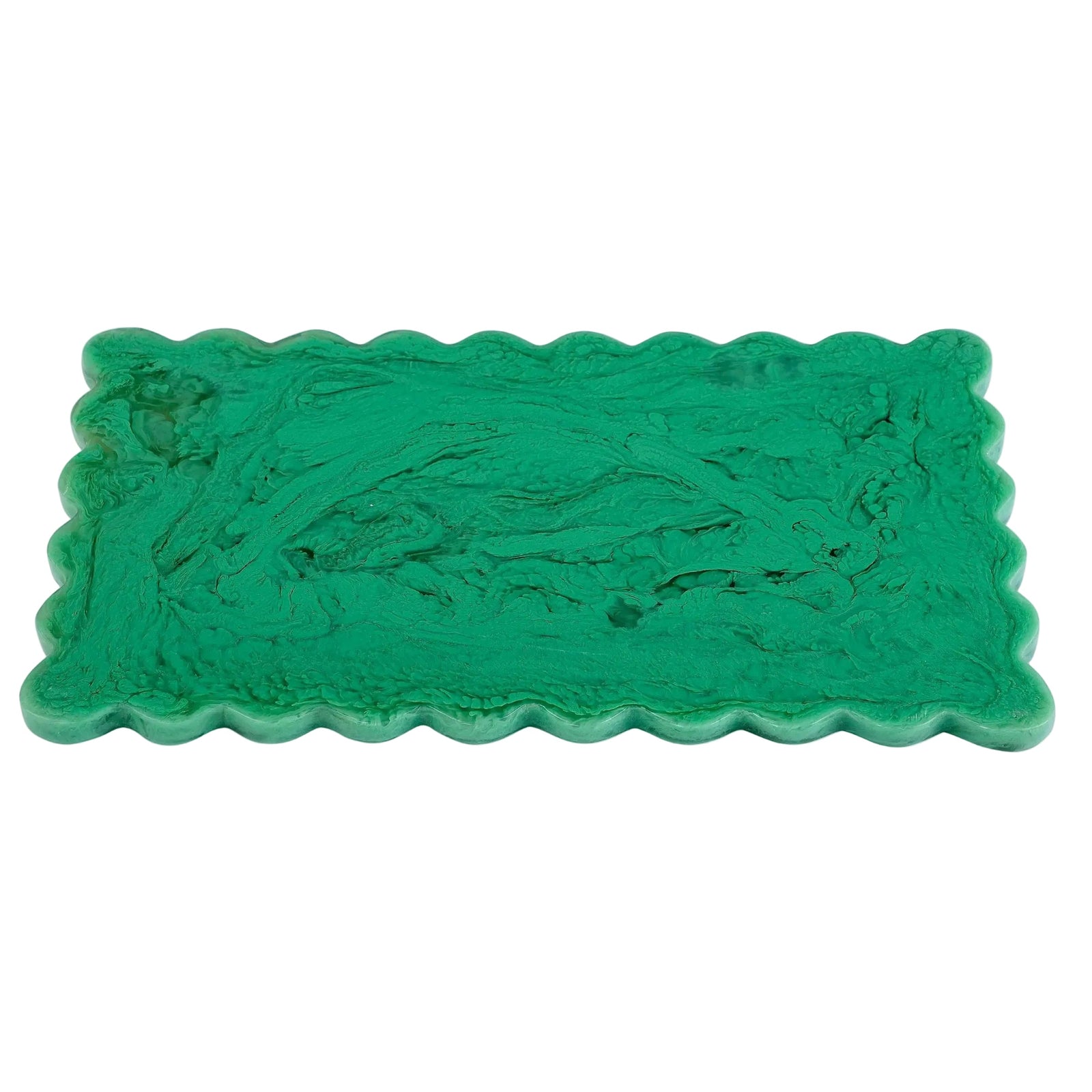 Scallop Rectangular Resin Cheese Board – Green , 14 Inches