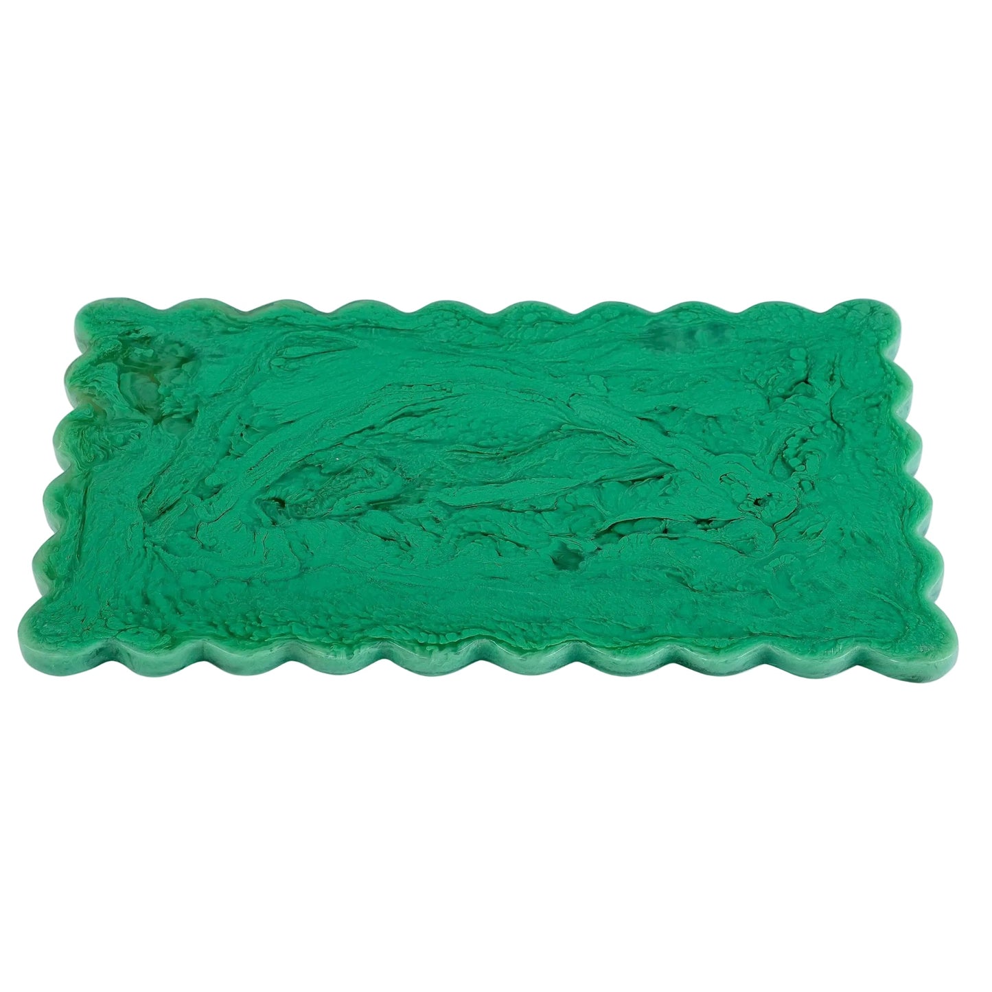 Scallop Rectangular Resin Cheese Board – Green , 14 Inches