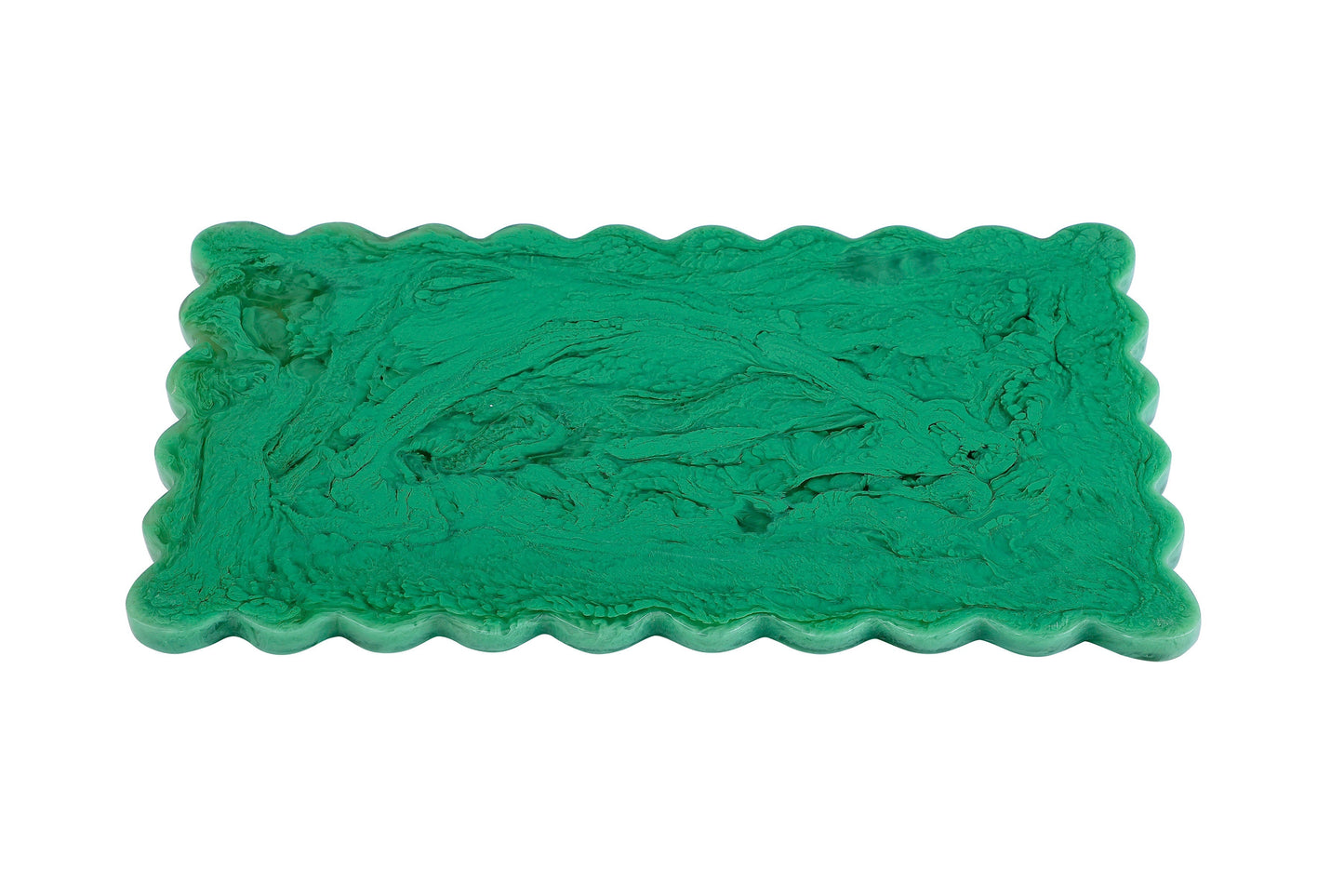Green Scallop Cheese Board | Hand-Poured Resin | 14 x 8 in