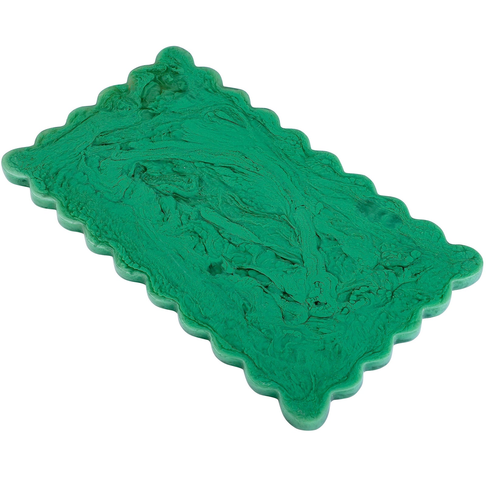 Scallop Rectangular Resin Cheese Board – Green , 14 Inches