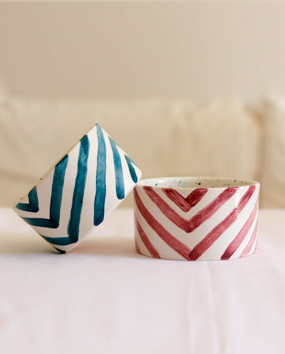 HANDMADE CERAMIC STRIPED BOWLS