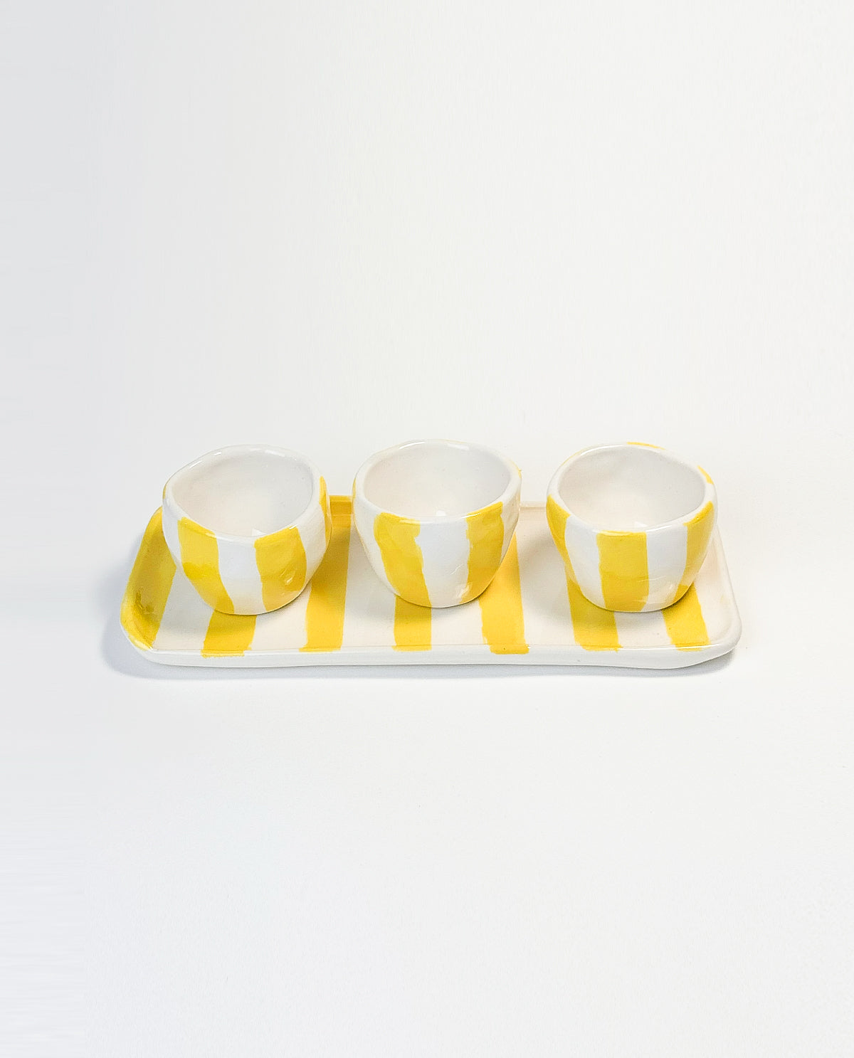 HANDMADE ESPRESSO SET WITH YELLOW STRIPES