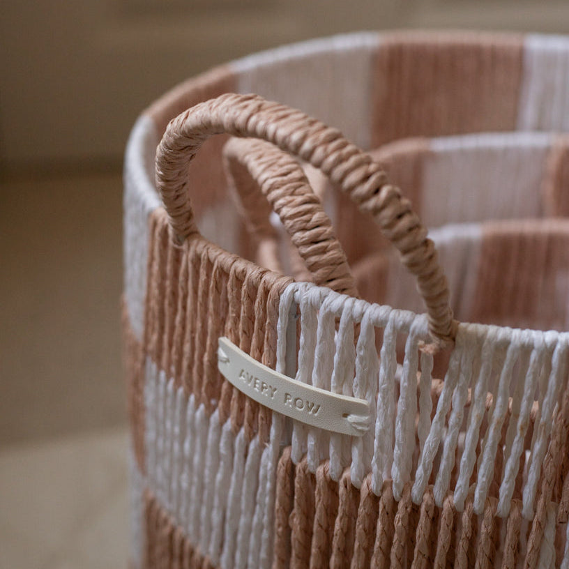 Checkerboard Storage Basket Set of 3 - Nude