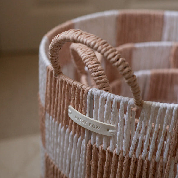 Checkerboard Storage Basket Large - Nude