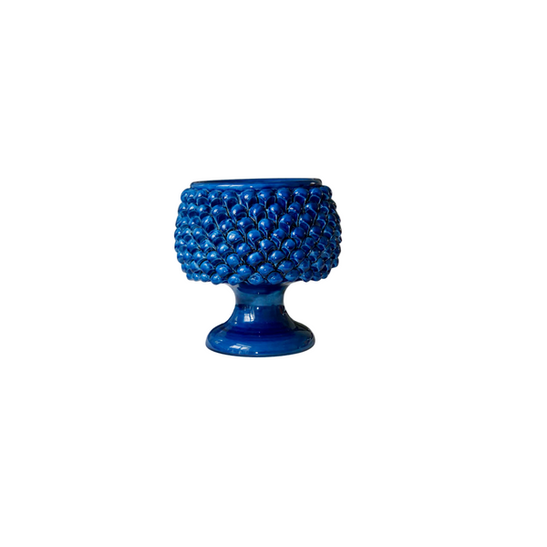 Handmade Ceramic Pine Cone Pedestal Planter Vase - Blue