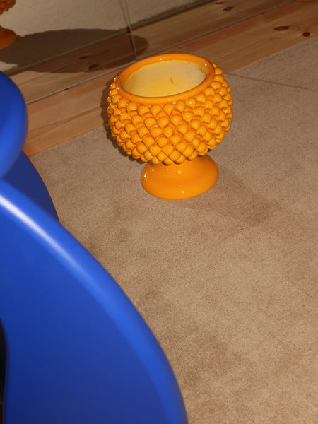 Handmade Ceramic Pine Cone Pedestal Planter Vase - Yellow