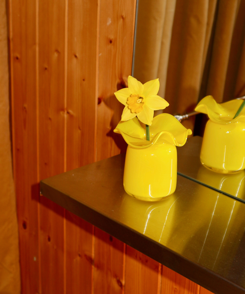 Yellow Handmade Ruffle Glass Bud Vase