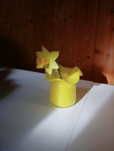 Marla Primrose Medium Handmade Glass Ruffle Bud Vase – Yellow