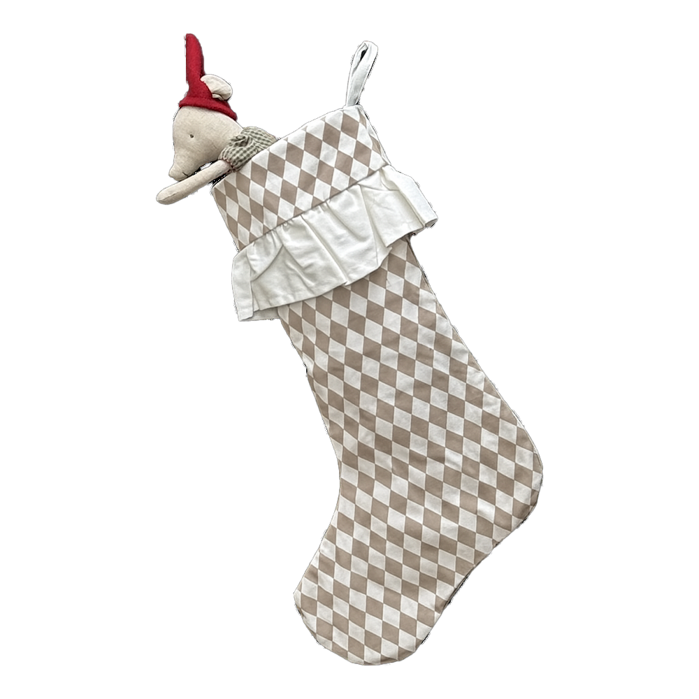 Harlequin Ruffled Stocking - Chestnut Spice